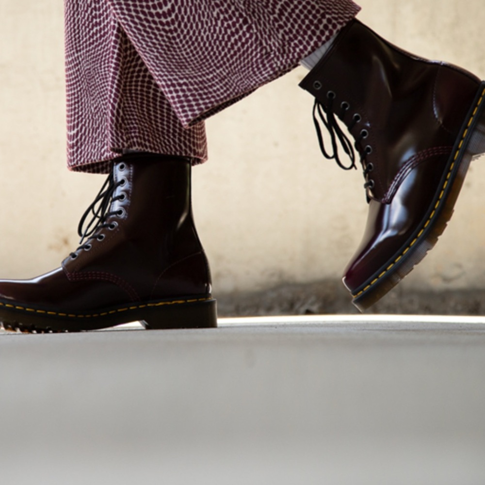 Dr. Martens Vegan 1460 Oxford Rub Off Boots - Cherry Red
